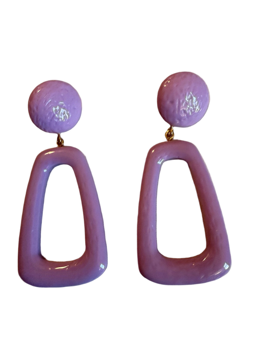 Lavender Doorknocker Drop Earrings - Women Jewelry 80s Vintage